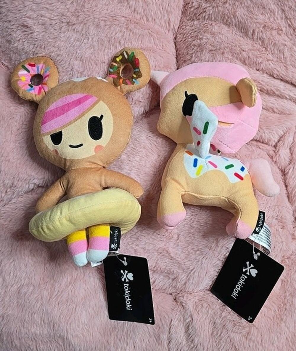 Tokidoki Set Of 2 Plushes Donutella & Dolce ~8 inches~ New With Tags